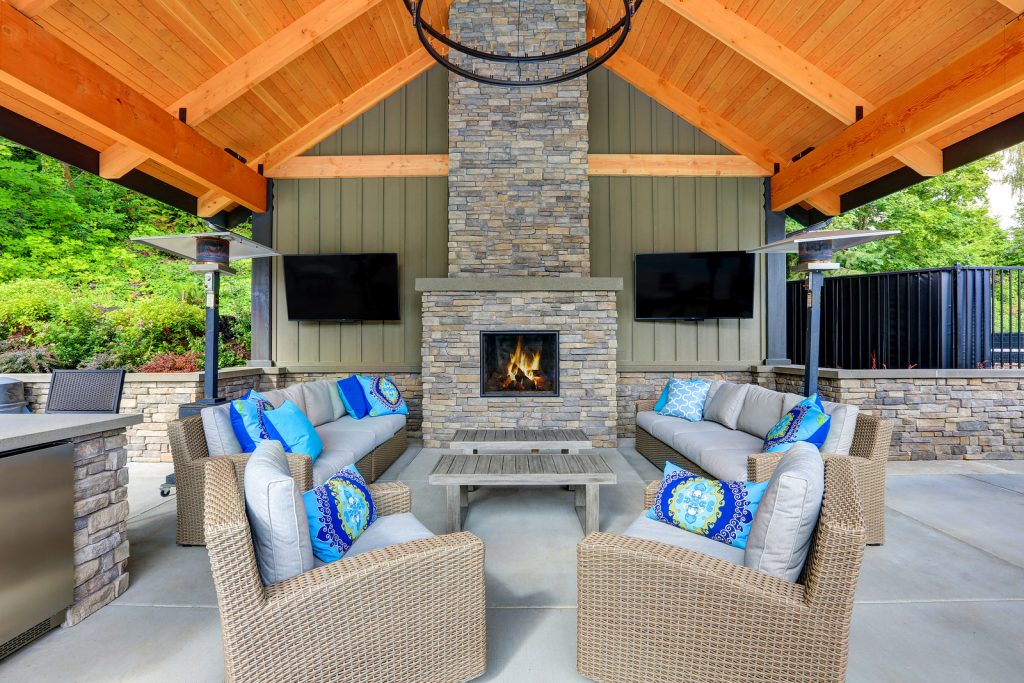 brick outdoor fireplace