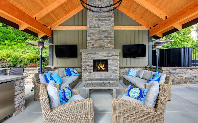 brick outdoor fireplace